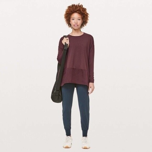 Lululemon Ease of Mind Long Sleeve Maroon Shirt Bordeaux Drama Size 8 - Picture 1 of 15
